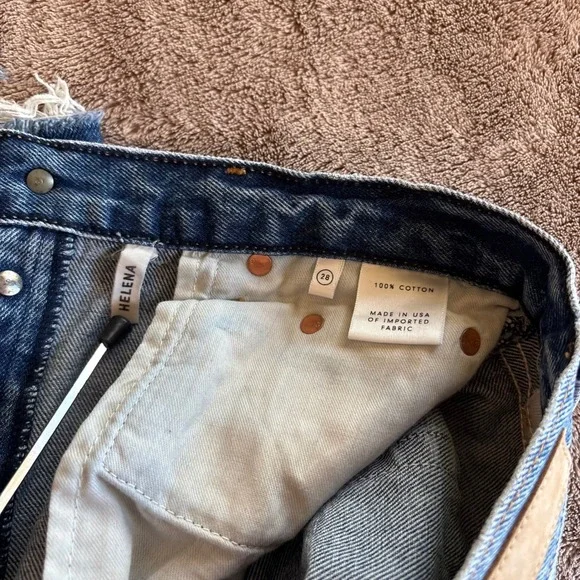 GRLFRND Helena High Rise Straight Leg Two Tone Distressed Jeans Size 28 Blue - Picture 8 of 10